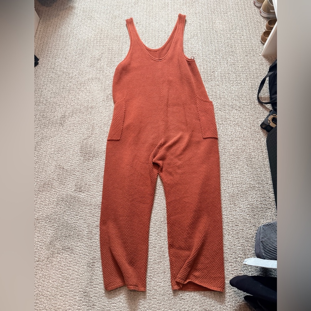 Free People Rust Brown Knit Tank Jumpsuit - Picture 3 of 8